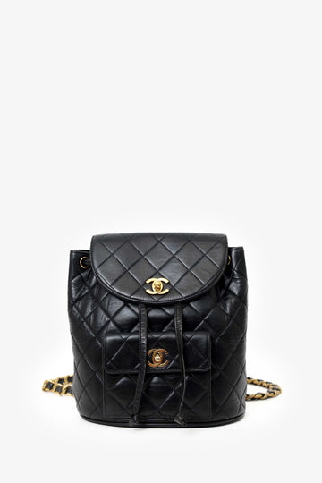 Chanel 1994-96 Black Leather Quilted Mini Duma Backpack