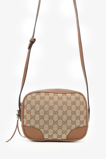 Gucci Beige/Brown Monogram Mini Bree Messenger Bag
