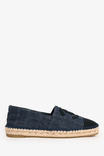 Chanel Navy/Black Denim CC Logo Espadrilles Size 38