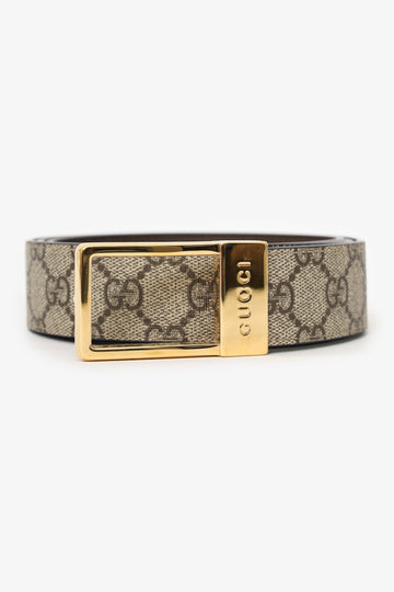 Gucci Beige GG Rectangular Buckle Belt Size 110