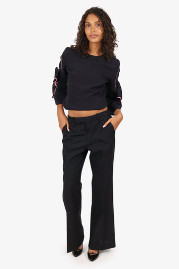 Gucci Black Wool Mohair Straight Legs Trousers Size 42