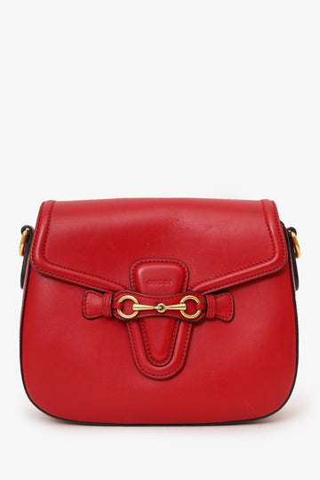 Gucci Red 'Lady Web' Horsebit Medium Shoulder Bag