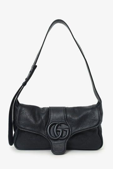 Gucci So Black Leather Aphrodite Small Shoulder Bag
