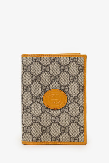 Gucci Beige/Yellow GG Supreme Passport Holder