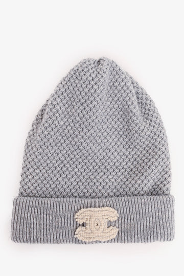 Chanel Grey Cashmere CC Beanie