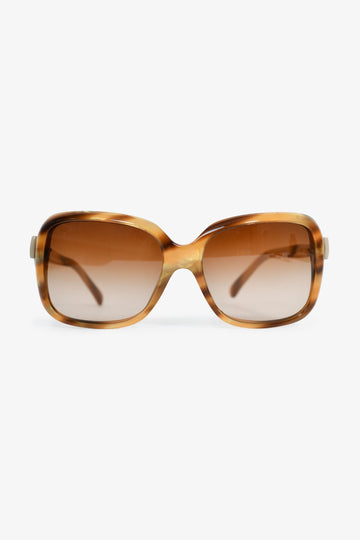 Chanel Light Brown Tortoise Bow Sunglasses