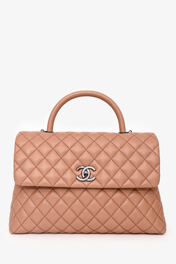 Chanel 2016-2017 Brown Caviar Leather Large Coco Top Handle with Strap