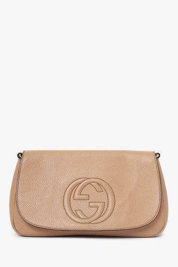 Gucci Nude Grained Leather 'Soho' Medium Flap Crossbody