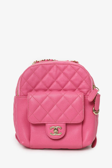 Chanel 2019 Hot Pink Caviar Leather Mini Chain Backpack