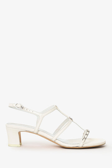 Chanel 2023 White Leather Interlocking CC Logo Slingback Sandals Size 39.5