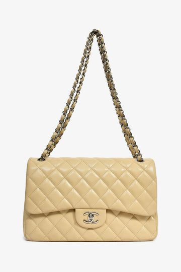 Chanel 2011-12 Beige Caviar Leather Jumbo Double Flap Shoulder New 1:1 Bags