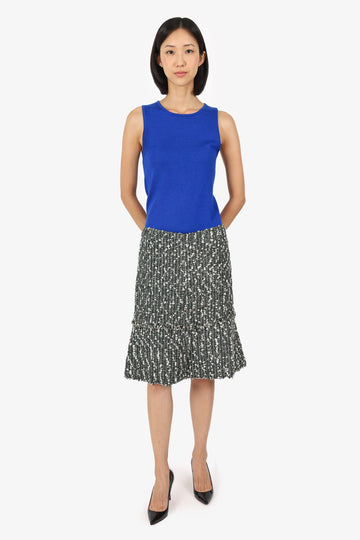 Chanel 04A Black/White Tweed Midi Skirt Size 38