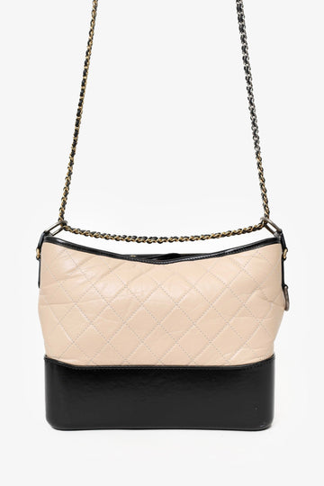 Chanel 2018-19 Beige/Black Leather Medium Gabrielle Chain New 1:1 Bags