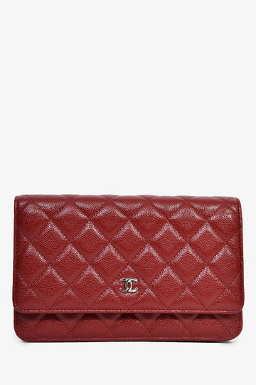 Chanel 2020 Burgundy Quilted Classic Wallet On Chain