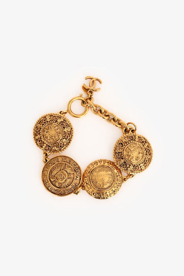 Chanel Vintage 'Rue Cambon' Gold Tone Bracelet