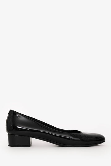 Chanel Black Patent Leather Heeled Ballet Flats Size 40