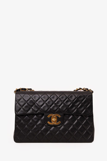 Chanel 1994-96 Black Quilted Lambskin Jumbo XL Maxi Flap New 1:1 Bags