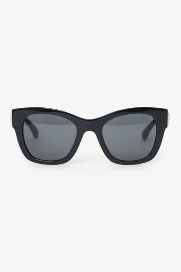 Chanel Black Frame Heart Turnlock Interlocking CC Logo Sunglasses