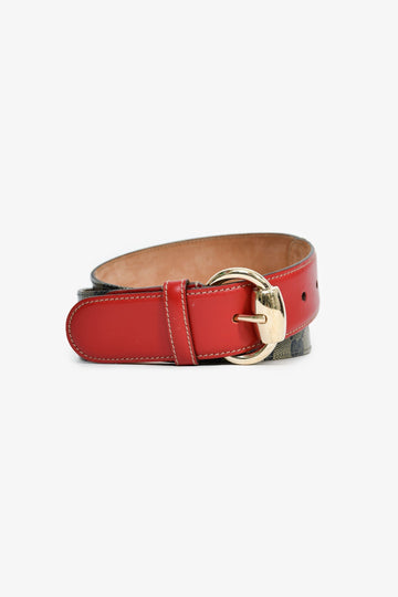Gucci GG Supreme/Red Leather Belt Size 80