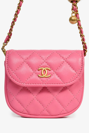 Chanel 2019 Pink Lambskin Mini Pearl Crush Waist New 1:1 Bags