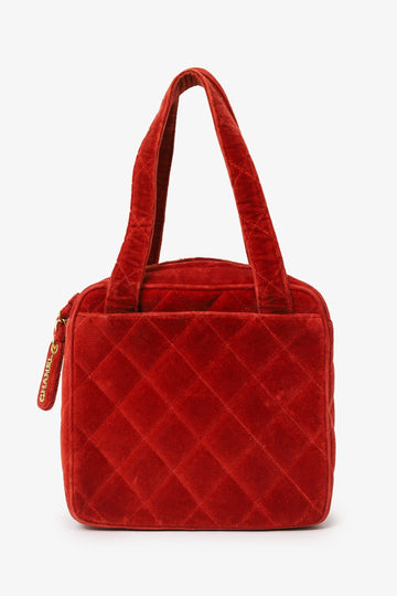 Chanel 1996-97 Red Velvet Quilted Mini Square Tote New 1:1 Bags