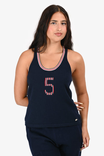 Chanel 2019 Navy No.5 Cashmere Tank Top Size 44