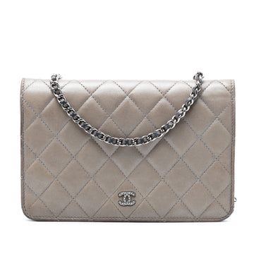 Pearl Strap Wallet on Chain Quilted Lambskin