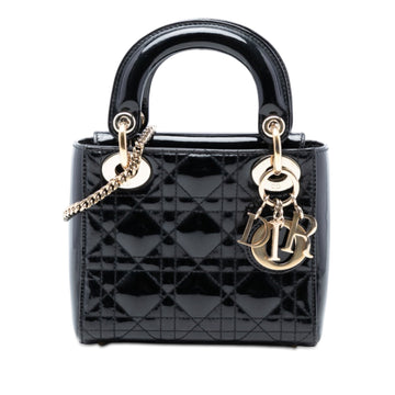 Lady Dior Chain Bag Cannage Quilt Patent Mini