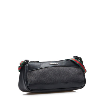 Gucci Web Baguette Black GG Leather/denim Leather/canvas