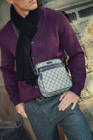 Gucci Black/Navy GG Supreme Canvas Messenger Bag