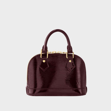 Nano Alma Handbag Epi Cowhide Leather Bordeaux Red