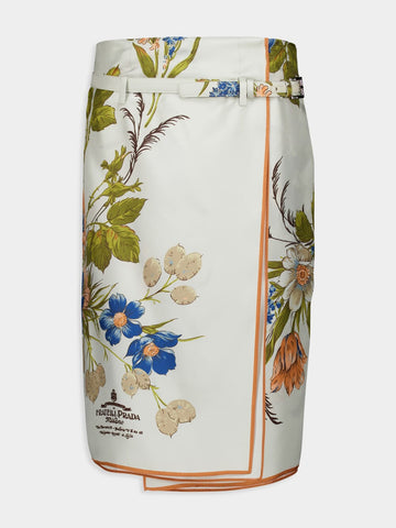 Printed Silk Twill Skirt