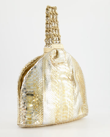 Chanel  Limited Edition Gold Metallic Python Top Handle Bag