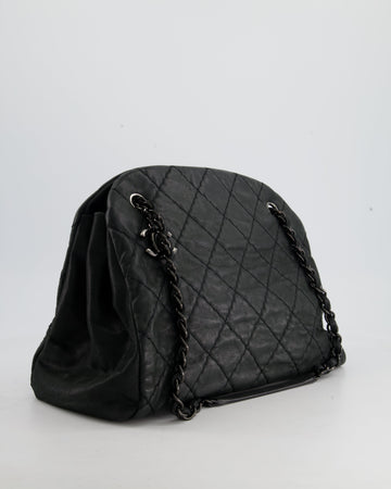 Chanel Charcoal Shimmer Quilted Leather CC Shoulder Bag with So Black Hardware