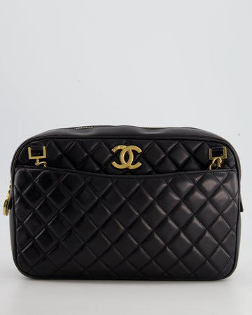 Chanel Black Crossbody Camera Bag in Quilted Leather With Gold Hardware