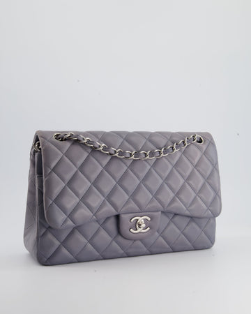 Chanel Lavender Jumbo Double Flap Bag in Leather Leather with Silver Hardware