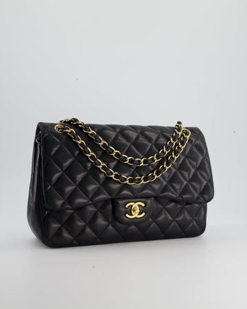 Chanel Black Jumbo Classic Double Flap Bag in Leather with Gold Hardware RRP £9,240