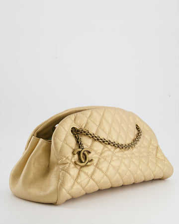 Chanel Metallic Gold Bowling Bag in Aged Leather with Antique Gold Hardware