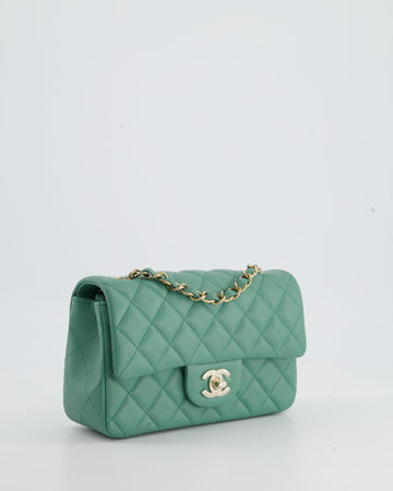 Chanel Green Mini Rectangular Bag in Leather Leather with  Champagne Gold Hardware
