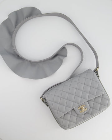 Chanel Wave Strap Bag In Dove Grey Leather with Champagne Gold Hardware