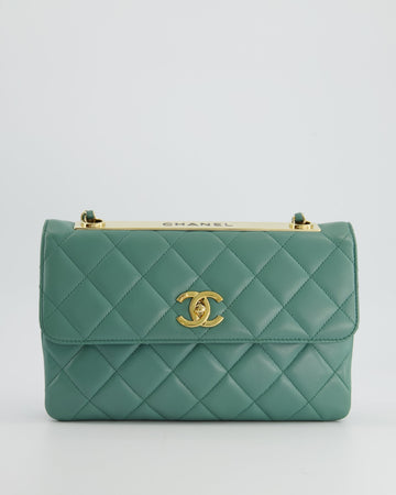 Chanel Teal Trendy CC Shoulder Bag in Leather Leather with Gold Hardware