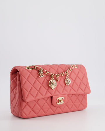 Chanel Pink Medium Single Flap Bag in Leather Leather with Champagne Gold Hardware