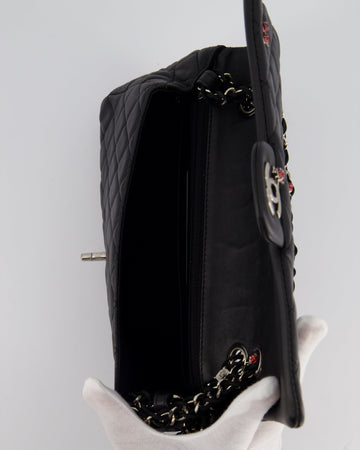 *LIMITED EDITION* Chanel Black Single Flap Bag with Ladybird Embellishment in Leather with Silver Hardware