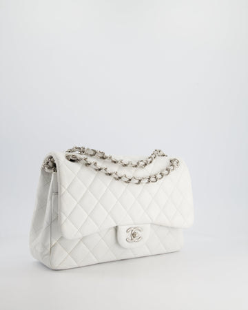 Chanel White Jumbo Classic Double Flap Bag in Leather Leather with Silver Hardware RRP £9,240