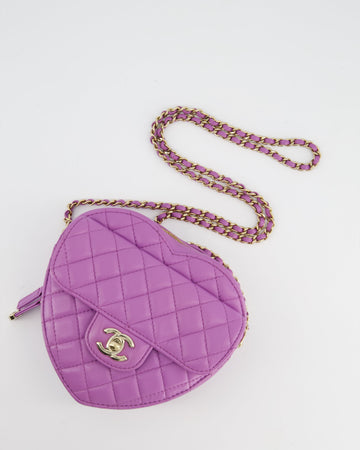 Chanel Purple Medium Heart Bag in Leather Leather with Champagne Gold Hardware