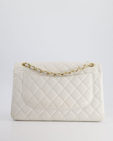 Chanel White Leather Jumbo Classic Double Flap Bag with Gold Hardware