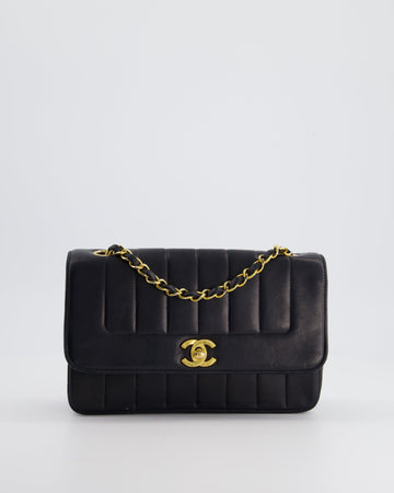 Chanel Navy  Mademoiselle Medium Leather Single Flap Bag with 24K Gold Hardware