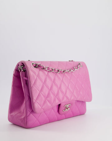 Chanel Lilac Classic Jumbo Double Flap Bag in Leather  with Silver Hardware