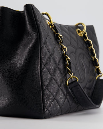 Chanel Black Leather GST Tote Bag with Gold Hardware