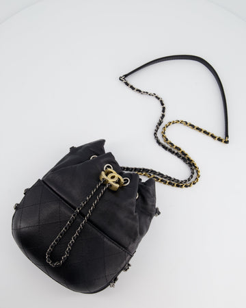Chanel Black Mini Bucket Bag in Aged Leather Leather with Mixed Hardware